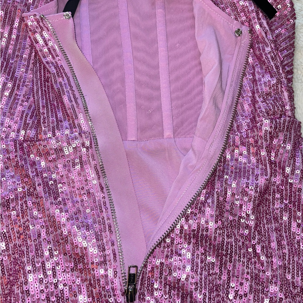 For Love And Lemons Candice Pink Sequin Mini Dress - Picture 7 of 10
